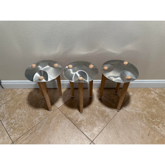 Wood 3 “Puff” Stools by Moran Barmaper- Modern Art Stools For Sale - Image 7 of 12