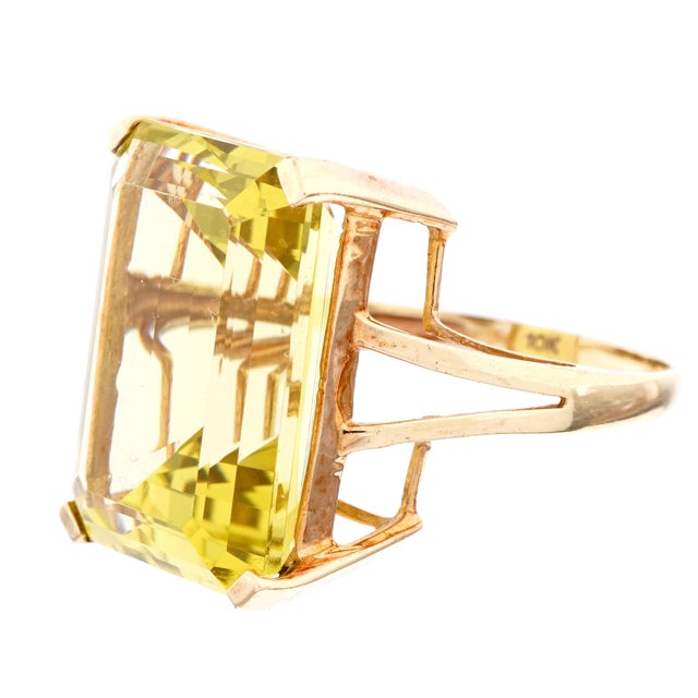 Modern 10k Gold Yellow Amethyst Cocktail Ring For Sale - Image 3 of 8