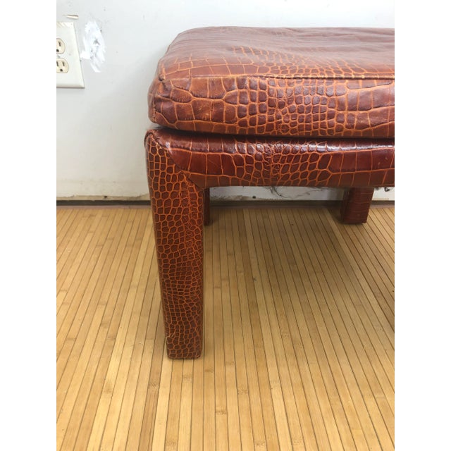 Vintage Henredon Faux Alligator Leather Parsons Stool For Sale - Image 10 of 11