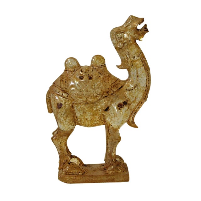 Chinese Chinese Clear Crystal Glass Vintage Dusty Finish Camel Figure For Sale - Image 3 of 7