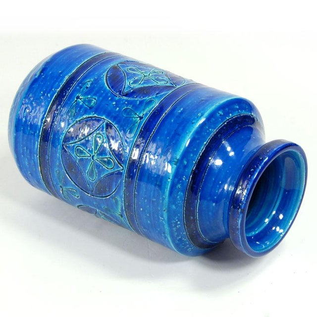 Rimini Blue Ceramic Vase by Aldo Londi for Bitossi, Italy, 1960s For Sale - Image 6 of 10