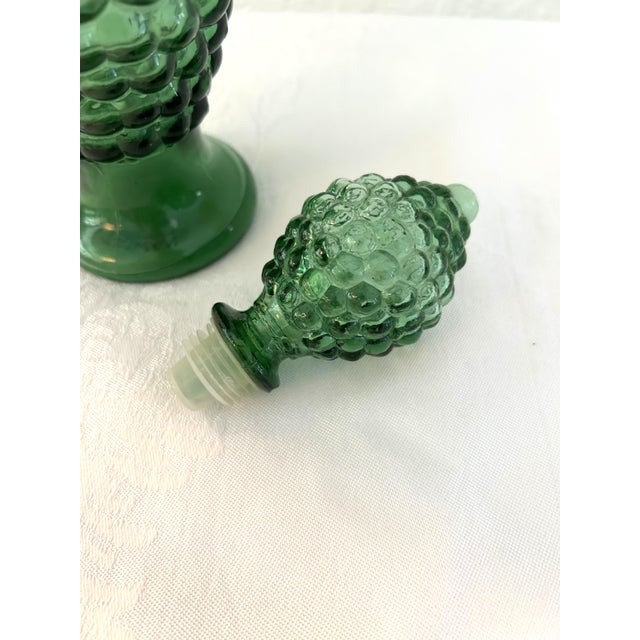 1970s Vintage Green Bubble Glass Decanter For Sale - Image 5 of 5