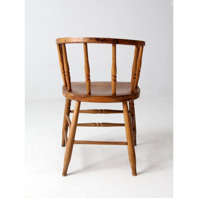 Brown Antique 1800s Windsor Captain’s Chair For Sale - Image 8 of 10