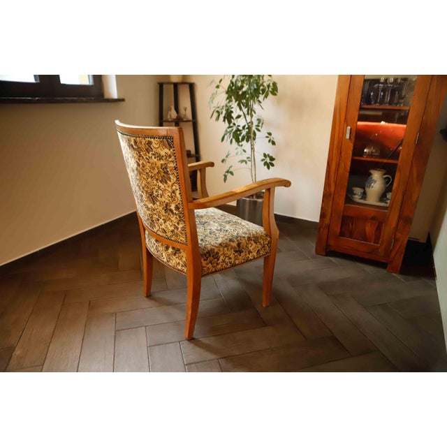 1960s Vintage Salon Lounge Chair with Floral Tapestry Upholstery, 1940s For Sale - Image 5 of 15