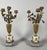 Stone Louis XVI style mantel clock and floral candelabra. For Sale - Image 7 of 9