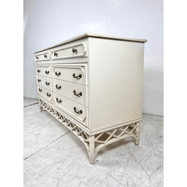 Ficks Reed Vintage Ficks Reed 60" Rattan Chest of Drawers For Sale - Image 4 of 12