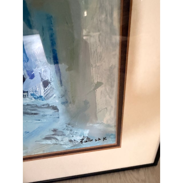 Abstract 1970s Untitled Pinchas Abramovich (1909-1986) Mixed Media Artwork For Sale - Image 3 of 3