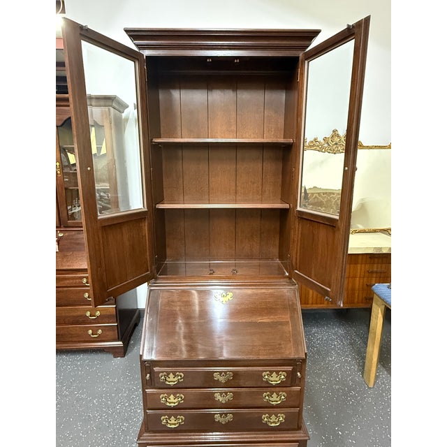 Traditional 1980s Ethan Allen Georgian Court Cherry Secretary Desk For Sale - Image 3 of 9