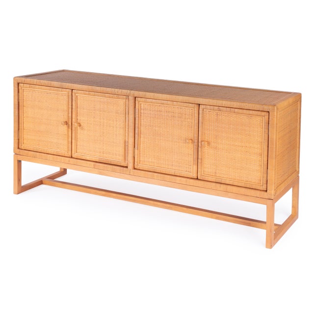 Captiva 76 in. W Rectangular Rattan 4 Door Sideboard, Natural Rattan For Sale - Image 9 of 9