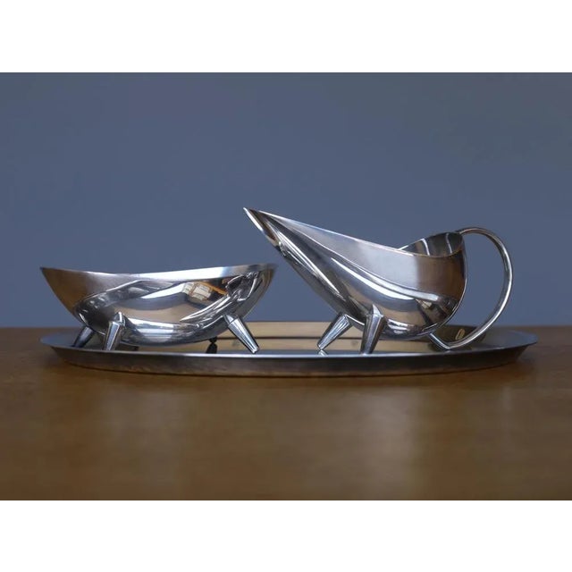 Milk and Sugar Set on Tray by Kurt Meyer for Wmf, 1953, Set of 3 For Sale - Image 12 of 13