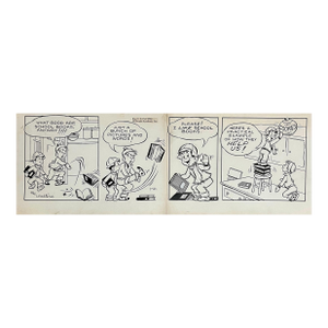 Jerry Walter & Linda WalterRare 1950s Original Syndicated Ink Drawing Cartoon Strip Susie Q Smith Comic Art, c. 1954