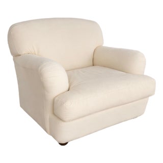 1990s Quatrine Milan English Roll Arm Lounge Chair in Ivory Cotton Duck For Sale