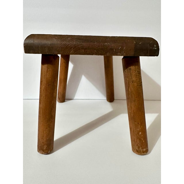 1970s Vintage 1970s/1908s Hand Crafted Wooden Folk Art Foot Stool For Sale - Image 5 of 12