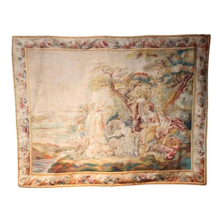 19th Century French Picnic Aubusson Tapestry For Sale