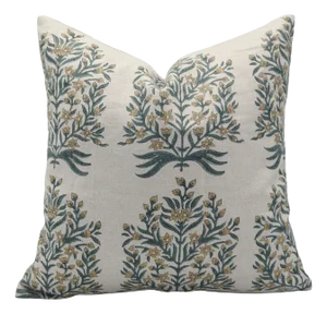 Fabdivine Handmade Floral Cushion Cover 12x20 Pure Linen- Vrindavan