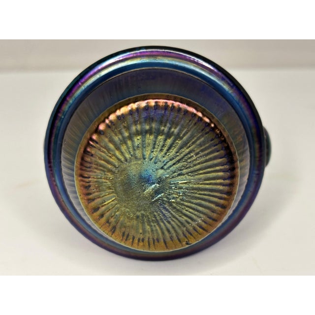 Blue Rindskopf Papillon Iridescent Art Glass Vase: Applied Handles, c. 1905 For Sale - Image 8 of 10