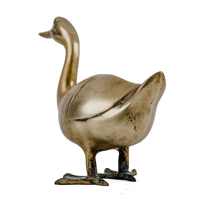 Vintage Mid-Century Modern Hollywood Regency Solid Brass Duck For Sale In Tulsa - Image 6 of 7