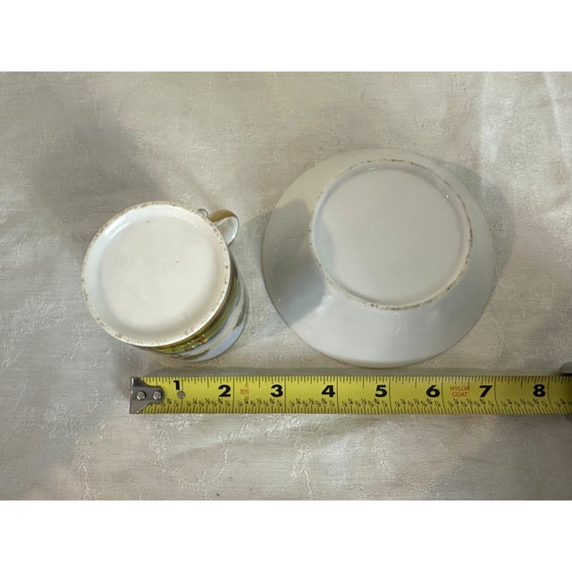 Gold Antique Old Paris Porcelain Coffee Cup & Deep Saucer, Hand-Painted Landscape, Circa 1810 For Sale - Image 8 of 13