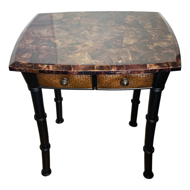 Vintage Maitland Smith Style Tasselated Horn Table With Drawers For Sale