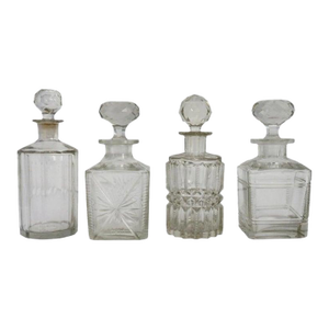 Four Vintage Dimiutive Cut & Pressed Glass Spirit Decanters C1940