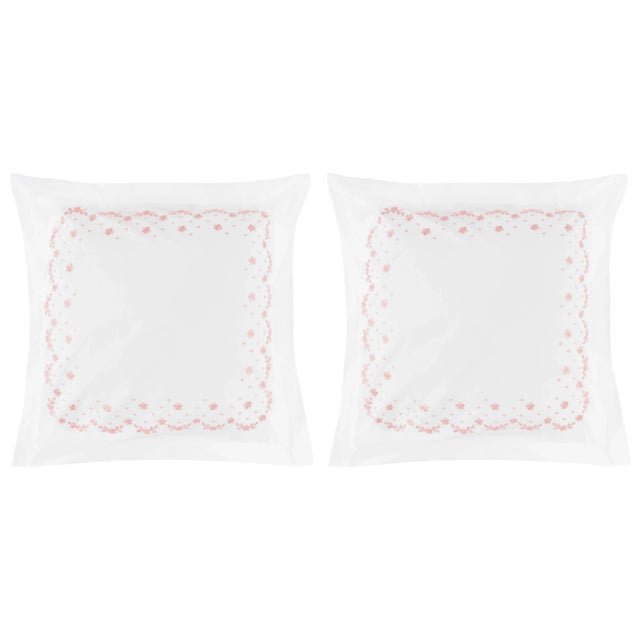 Traditional Meadow Euro Sham in Pink - a Pair For Sale - Image 3 of 3
