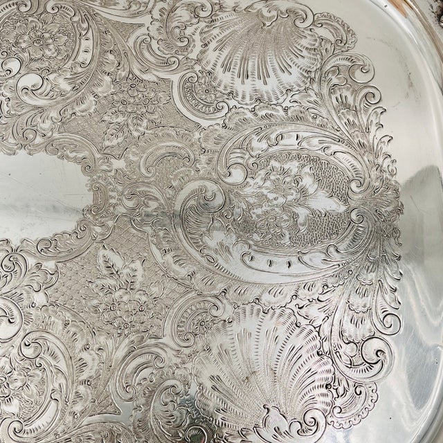 Vintage XL Silverplated Tray Grape, Vine and Scallop Shell Details For Sale - Image 10 of 16
