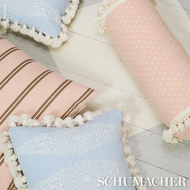 2020s Schumacher Tasmin Embroidery Fabric In Soft Blue For Sale - Image 5 of 5