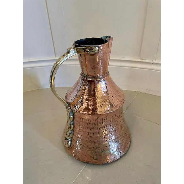 Antique Arts & Crafts Copper and Brass Milk Jug For Sale - Image 4 of 8