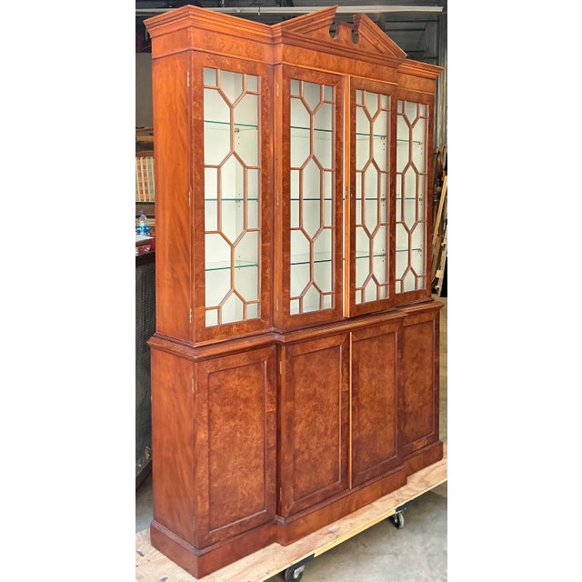 English Smith Watson Chippendale Style Burl Yew Wood Bookcase Cabinet For Sale In Atlanta - Image 6 of 8