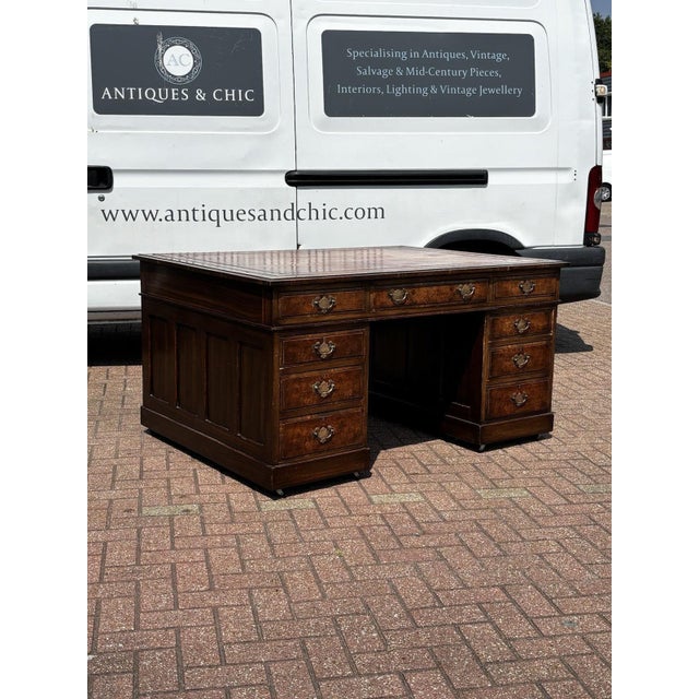 Partners Pedestal Desk in Walnut For Sale - Image 10 of 18