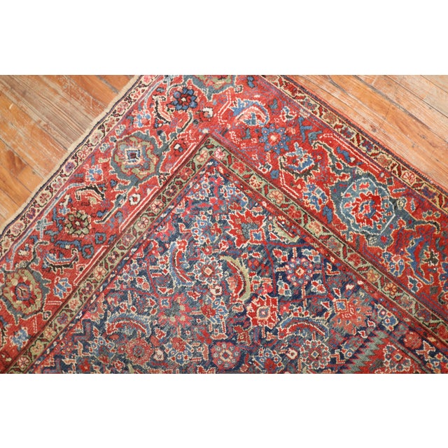 Persian Zabihi Collection Red Blue Persian Corridor Rug For Sale - Image 3 of 12