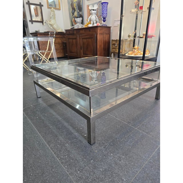 Coffee Table with Sliding Top in Chrome and Glass, 1970s For Sale - Image 13 of 18