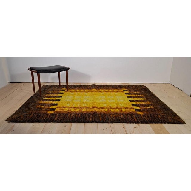 Vintage Danish Yellow and Brown Wool Rug, 1970s For Sale - Image 4 of 4