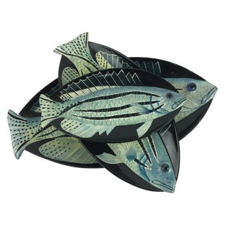 Small Japanese Lacquered Fish Trays - Set of 3 For Sale