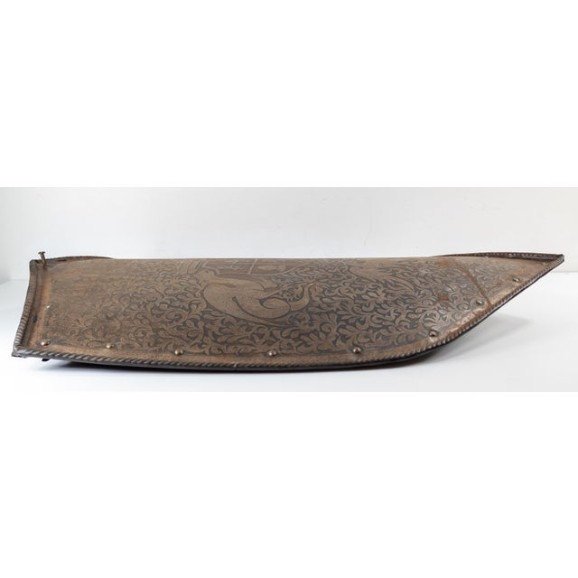 19th Century Renaissance Medieval Revival Etched Steel Heater Shield For Sale - Image 9 of 12