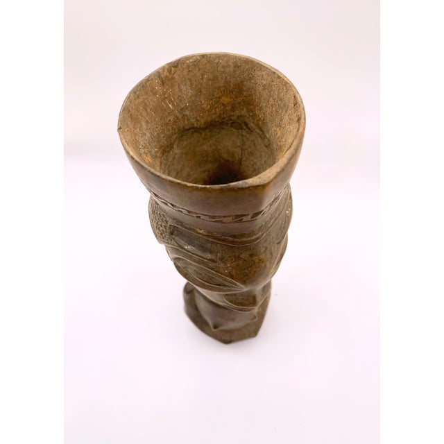19th Century Antique African Carved Wood Palm Wine Cup / Female Figure - Tribal Art, DRC For Sale - Image 5 of 10