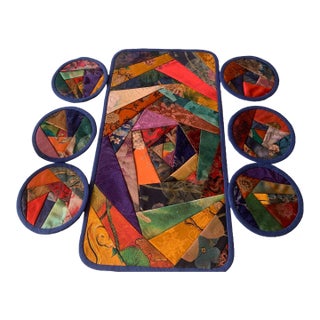 Handcrafted Xiangyunsha Tea Mat Set With 6 Coasters For Sale