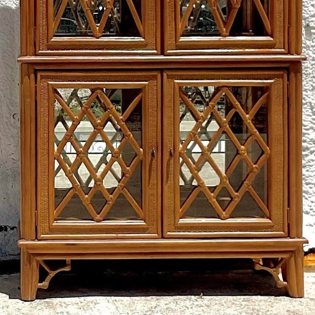 Late 20th Century Vintage Coastal Chinese Chippendale Cabinet For Sale - Image 11 of 12