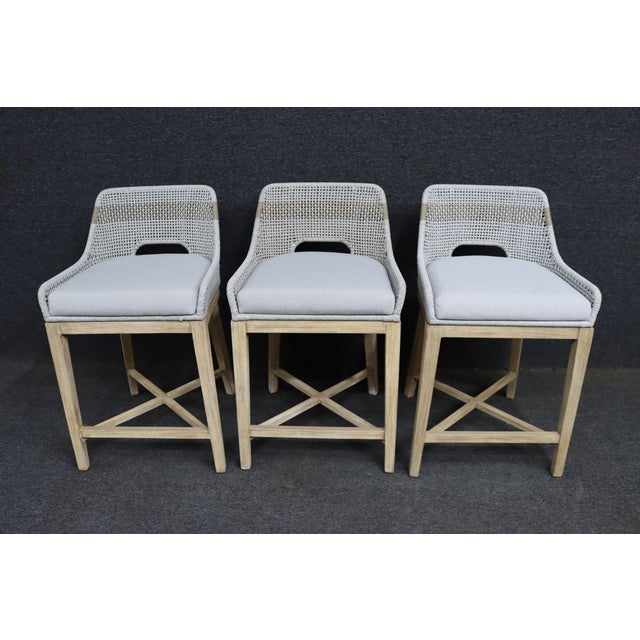 Set of 3 Essentials for Living Woven Counter Stools For Sale - Image 9 of 13