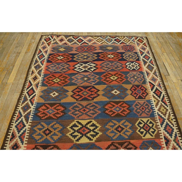 1920s 1920s Multi Geometric Kilim Antique Nw Persian Rug "4'8" X 15' Flat Weave Wool Carpet For Sale - Image 5 of 12