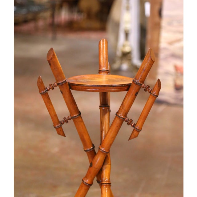 Late 19th Century 19th Century French Hand Crafted Faux Bamboo Tripod Display or Plant Stand For Sale - Image 5 of 12