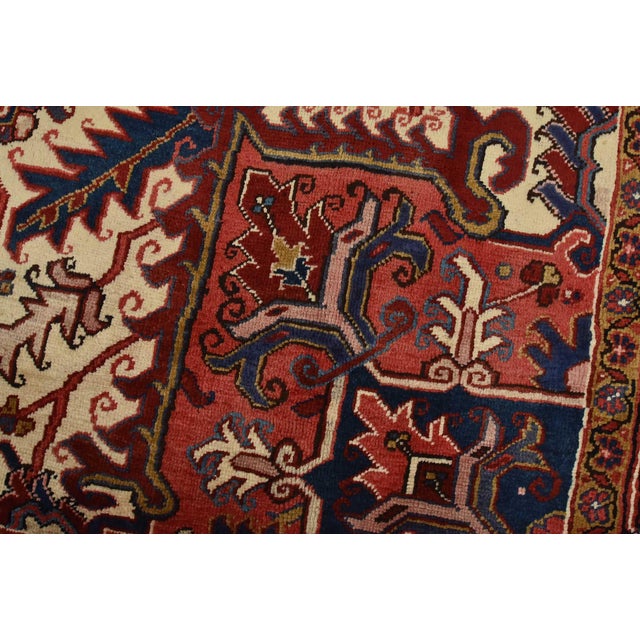 Heriz Rug 8’7” X 12’5” Red Wool Vintage Traditional Hand-Knotted Carpet For Sale - Image 4 of 15
