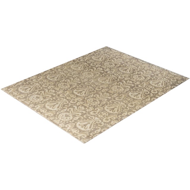 Gray Ikat, One-of-a-Kind Hand-Knotted Area Rug - Gray, 8' 2" x 10' 2" For Sale - Image 8 of 8