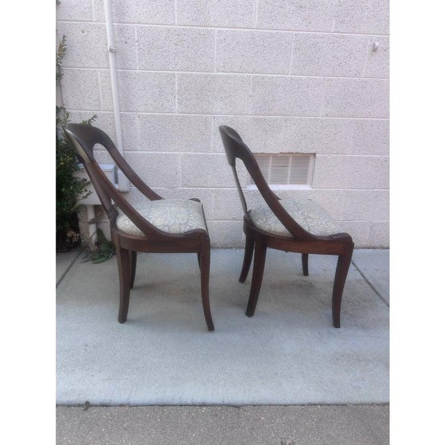 Late 19th Century Late 19th Century French Empire Style Chairs With Gray and YellowFloral Block Print Linen Upholstered Seat - A Pair For Sale - Image 5 of 10