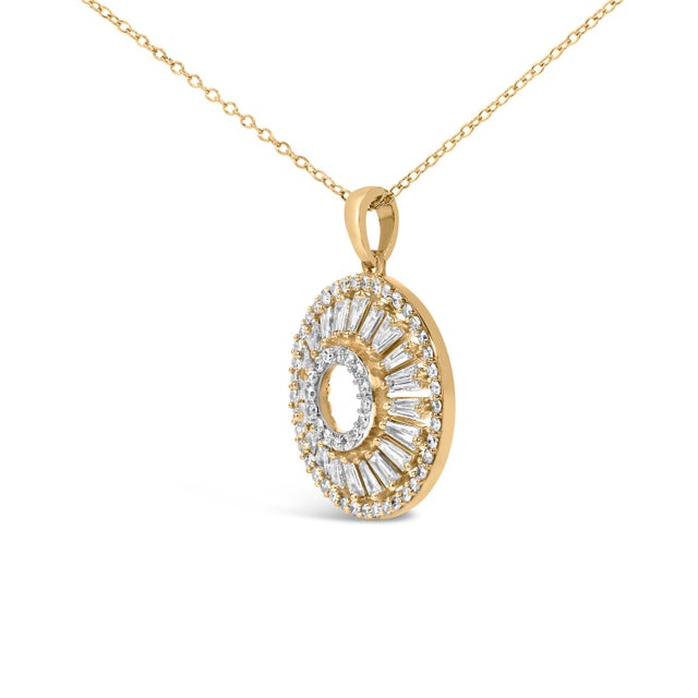 Haus of Brilliance 14K Yellow Gold Plated Sterling Silver 1 1/6 Cttw Diamond Sunburst Medallion Pendant Necklace For Sale - Image 4 of 4
