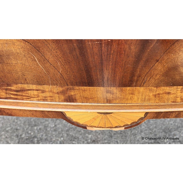 Brown Antique 1930s Banded Mahogany Sheraton Style Dining Room Sideboard For Sale - Image 8 of 15