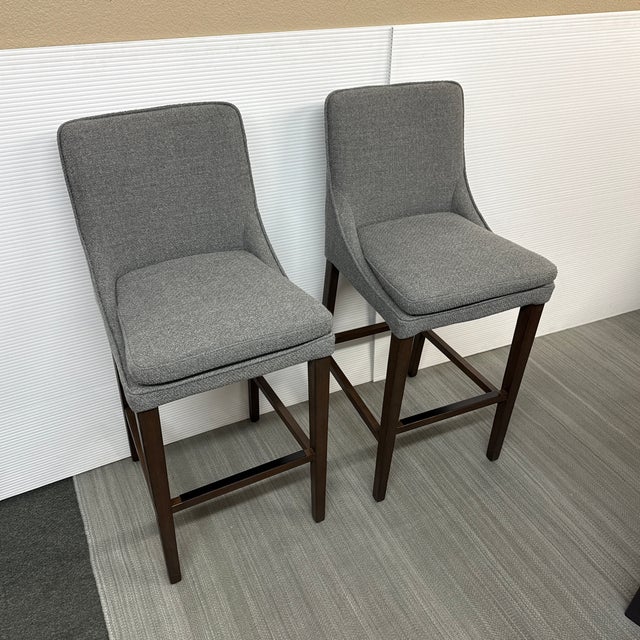 Transitional Arhaus Lunden Gray Bar Stools, a Pair For Sale - Image 3 of 12