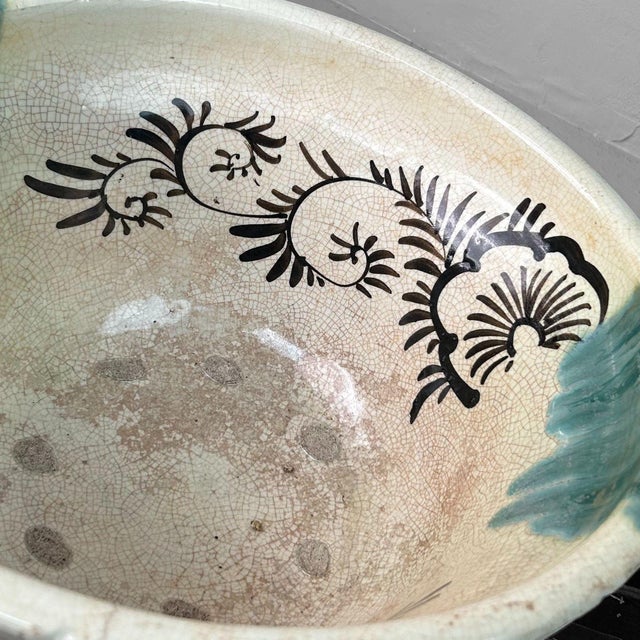 Boho Chic Antique Japanese Ceramic Seto Oribe Bowl, 1900s For Sale - Image 3 of 18