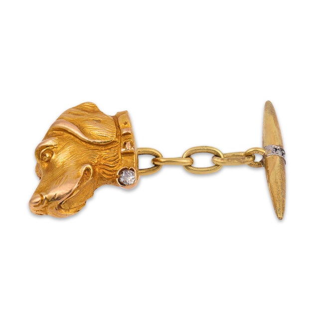 Contemporary Vintage 18k Yellow Gold Cocker Spaniel Dog Cufflinks, A Pair For Sale - Image 3 of 5