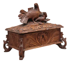 Antique Black Forest Walnut Casket, 1880